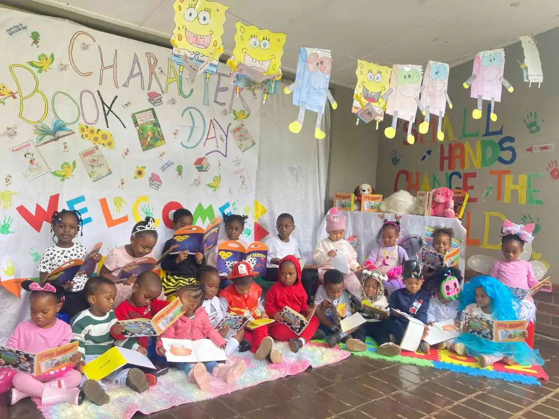 Little Hearts learners celebrating Character Book Day together