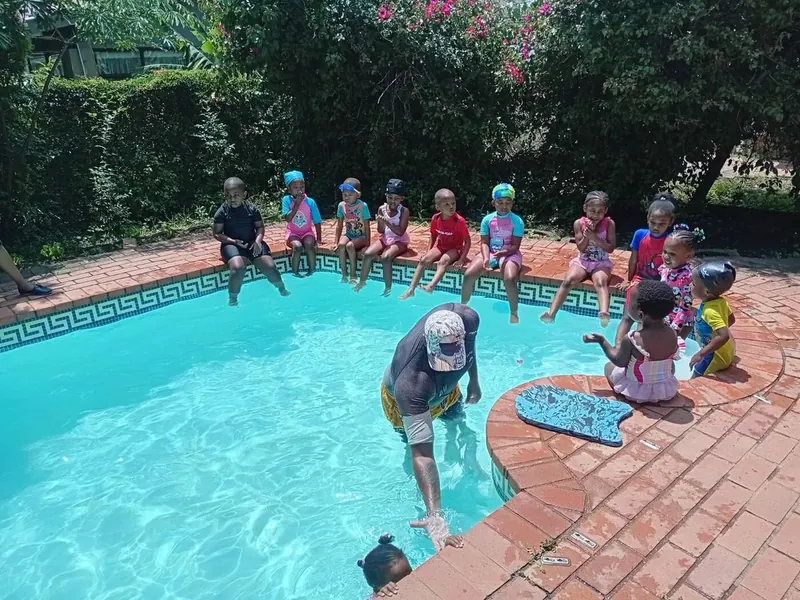 Children participating in swimming lessons